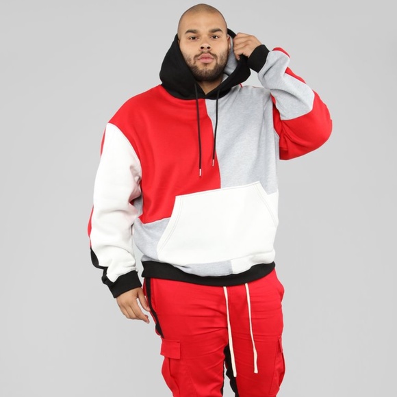 80s color block hoodie